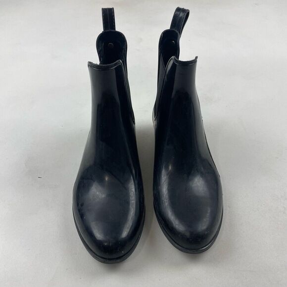 Sam Edelman Tinsley Black Rubber Rain Boots Women’s Size 7 Pull On Ankle Bootie - Picture 2 of 8